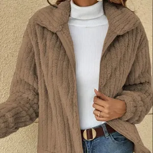2024 Модные женские флисовые куртки шерпа женские теплые пальто с длинным рукавом с лацканами на молнии Пальто Большие размеры женские пальто