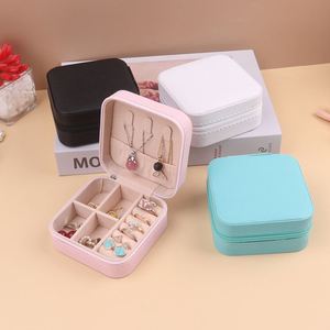 Custom Small Travel Jewelry Case, Jewellery Organizer <b>Box</b>, Portable Travel Jewelry <b>Storage</b> <b>Box</b> Zipper PU Leather Organizer - Product Image 4