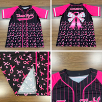 Maillot de baseball personnalisé pour la sensibilisation au cancer du sein, uniforme d'équipe avec ruban rose, tenue de jour de match rose pour événements caritatifs, vêtements d'équipe de baseball
