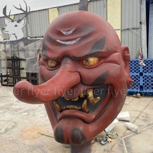Masque monstre géant en fibre de verre FRP, masque décoratif, sculpture en fibre de verre FRP, statue de masque rouge - Product Image 6