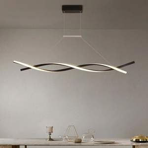 Nordique moderne longue vague forme led suspension éclairage linéaire salle à manger barre bande suspension lampe - Product Image 4