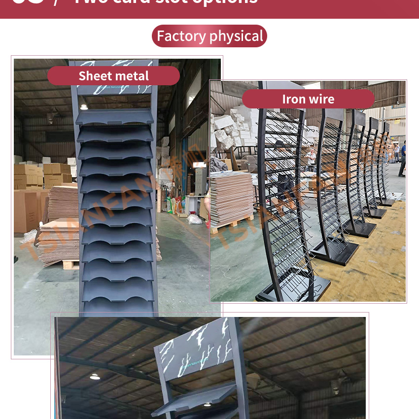 Tsianfan Heavy Duty Steel Standing Marble Mosaic Quartz Rack Display Stands Granite Ceramic Tile Tower Display Stone Floor Stand