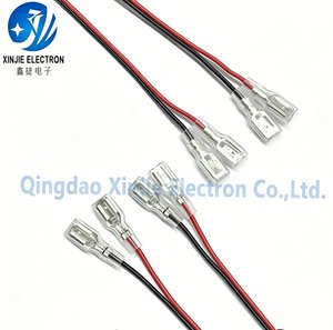 定制4.8mm 6.3mm母铲形连接器线束UL1007红黑线PVC绝缘压接端子电缆用于电气连接 - Product Image 1