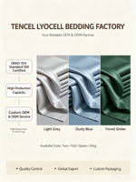 Parure de lit certifiée OEKO-TEX 100 % Lyocell, très grande taille (Super King), comprenant housse de couette, drap plat et drap-housse, 300 fils/cm², toutes saisons