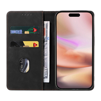 Étui portefeuille en cuir PU pour iPhone 16 Plus - Housse avec support, 2 emplacements pour cartes, fermeture magnétique et coque antichoc