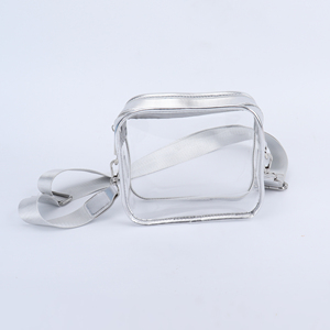 Women's Lady Custom Fashion <b>Storage</b> Zipper Crossbody Messenger Bag Waterproof Clear PVC Organizer Silver Shoulder Bag Portable - Product Image 1