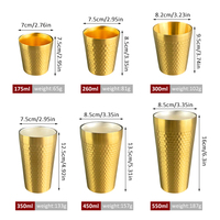 Tasses à bière et mugs à lait portables en acier inoxydable 304 à double paroi isolées sous vide, texture martelée, 175/260/300/350/450/500 ml