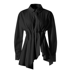 Nouveaux polos à la mode à la mode chemisier en coton creux à manches longues hauts amples chemise blanche femmes - Product Image 3