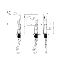 Robinet de lavabo monocommande extractible pour salle de bain, avec cartouche céramique, eau chaude/froide, à levage et rotation, pour lavabo, toilettes et lavage des mains