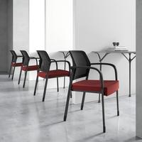 Chaise de conférence empilable à accoudoirs fixes en maille, design moderne, chaise de bureau administrative en maille