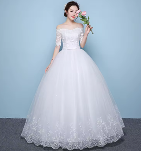 NDC10096 Vestido de <span class=keywords><strong>Novia</strong></span> de Estilo Moderno, Económico, Delgado, Estilo Princesa, Largo hasta el Suelo, con Hombros Descubiertos, Talla Grande 3XL, para Mujer - Product Image 3