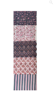 Conjunto de tela de algodón estampada a mano con motivos florales oscuros, florales color crema, de diamantes y rayas, material para vestido, kurta, traje y dupatta. - Product Image 4
