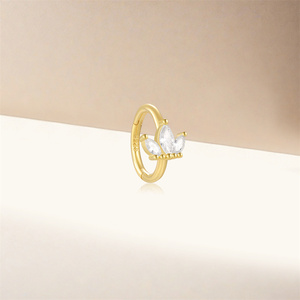 ROXI Single 925 Sterling Silver Triangle Horse Eye Crown Inlaid Zircon Cartilage Earrings and <b>Nose</b> Ring Piercing Jewelry S925 - Product Image 6