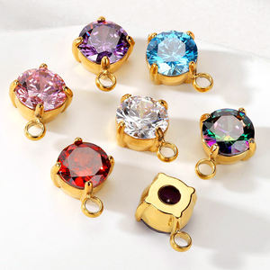 Fatingna kalung liontin zirkon hati bentuk air mata, Kalung dengan hiasan gantung baja tahan karat DIY untuk hadiah pesta pernikahan - Product Image 3