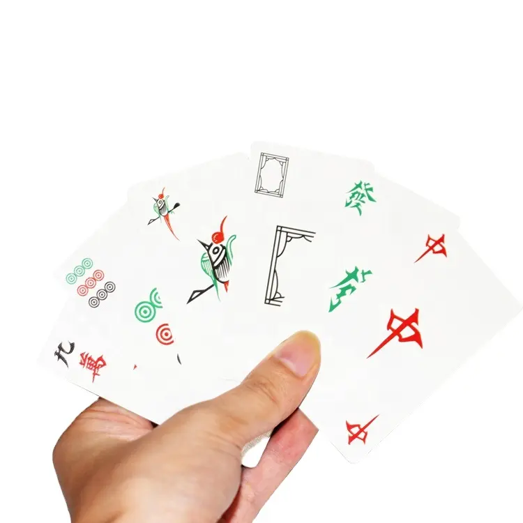 Draagbare Papier Mahjong Speelkaarten Set Reizen Mahjong Poker Kaart Met 2 Acryl Dices
