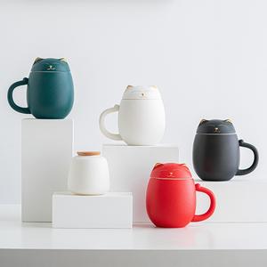Taza de cerámica de lujo con tapa para gato, taza con cuchara para leche, café y té - Product Image 1