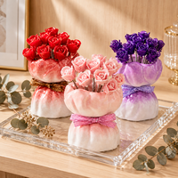Keramische rozenboeket fruitvorkjes roestvrijstalen desserthouder set diverse kleuren 7,7cm 6,8cm 9,3cm voor bruiloft feest cadeau