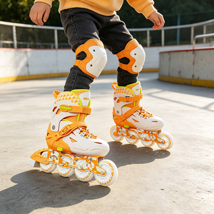 Patins à roulettes ajustables pour enfants, avec réglage par bouton, <span class=keywords><strong>roues</strong></span> PU lumineuses, pour garçons et filles débutants, pour l'extérieur - Product Image 1