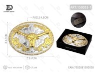 Hebilla Redonda Plateada Mate Negra Grande de 4.5cm, Hebilla de Cinturón Chapada en Aleación - Product Image 1