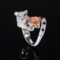 Diamants à haute teneur en carbone pour femmes Full Bling Diamond Zircon Ring Leopard Design Bijoux de mode pour les mariages et les fêtes