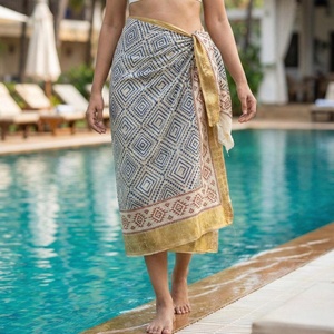 Falda Pareo de Playa de Algodón Estilo Boho para Mujer, Sarong Aakar Hecho a Mano, Pareo Bohemio Ligero, Falda Étnica Cruzada - Product Image 4