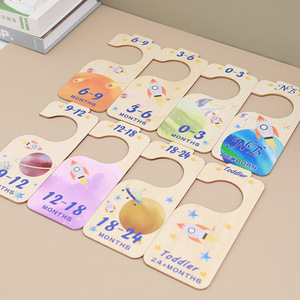 Wooden baby <b>clothes</b> divider <b>tags</b>, UV-printed newborn <b>clothes</b> classification <b>tags</b>, 3mm thick, 8-piece set - Product Image 2