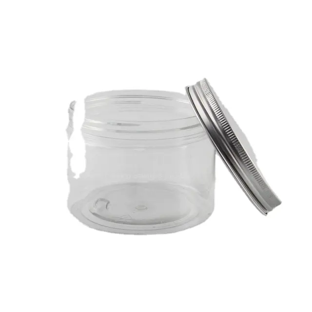 350ml 12 once PET Trasparente Di Plastica bocca larga vaso contenitore di conservazione Degli Alimenti PET Barattolo di Plastica con coperchio in alluminio per cosmetici e alimentari