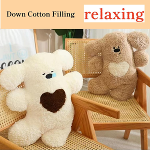 Relleno de algodón de primera calidad Patrón de corazón frontal Encantador cachorro <span class=keywords><strong>feliz</strong></span> Snuggle Juguete de peluche Regalos perfectos Perro de peluche peludo suave personalizado - Product Image 2