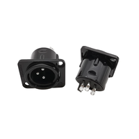 XLR 3-poliger Stecker für Schalttafel einbau Buchsen anschluss Audio mikrofon 3-adrige XLR-Metall buchse Silber Schwarz Gehäuse