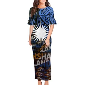 Elegante manica corta con foglia di loto lunga Marshall stampa da donna con gonna lunga con gonna lunga con rivestimento in stile più alla moda - Product Image 2