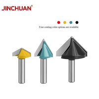 Jinchuan Fraise à queue de 6 mm pour routeur CNC, fraise à face en carbure, fraise à rainure en V 3D pour le travail du bois, revêtement TiN, personnalisable OEM