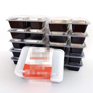 Contenedores de <span class=keywords><strong>comida</strong></span> desechables de plástico de 2 compartimentos <span class=keywords><strong>para</strong></span> <span class=keywords><strong>llevar</strong></span> de venta superior de Amazon 2019 con tapas - Product Image 3