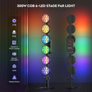 Faro LED COB RGB Vintage da 300W, Luce Lineare Par 6x50W, Effetto Strobo Retrò per Palcoscenico, Sfondo, DJ, Feste, Matrimoni - Product Image 2