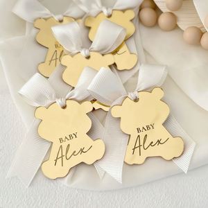 Étiquettes personnalisées en acrylique pour ours en peluche - Cadeaux de baptême, première communion, anniversaire, mariage - Durables, imperméables, pour tous les âges - Product Image 1