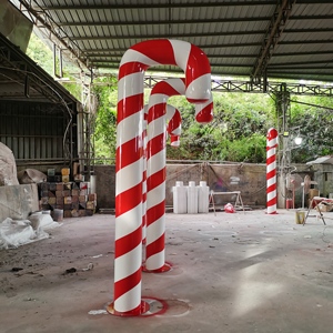 Personalizado resina fibra de vidrio Navidad escultura figuritas estatuas gigante grande bastón de caramelo adornos al aire libre decoraciones de Navidad - Product Image 3