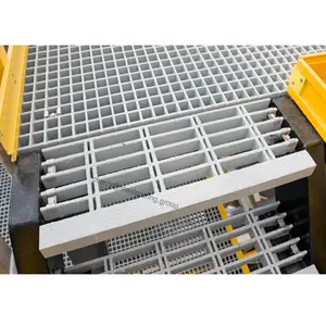 Verzinkte Stahlgitter Aluminium-GFK-Gitter treppen stufen abdeckung mit rutsch fester gelber Nase für Lande abdeckung