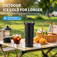 Gobelet isotherme en acier inoxydable avec revêtement céramique 700 ml (24 oz), bouteille d'eau, tasse à café avec paille et poignée, mug personnalisable avec logo