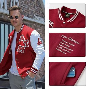 Custom Letterman <b>Jacket</b> Men Streetwear Chenille <b>Patch</b> Varsity <b>Jackets</b> Vintage Unisex College Baseball <b>Jacket</b> with Logo - Product Image 3
