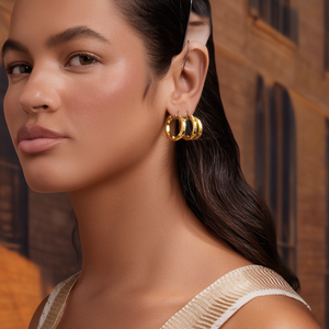 Boucles d'oreilles créoles en acier inoxydable 316L plaqué or, petite taille, pour femmes, bijoux tendance - Product Image 3