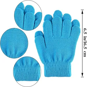 2024 New Fashion Winter Warm Custom Embroidery Logo Solid Color Blue Adult Unisex Jacquard Acrylic Knitted Gloves
