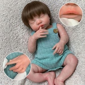 Muñeca Reborn <span class=keywords><strong>de</strong></span> Silicona <span class=keywords><strong>de</strong></span> 18 Pulgadas, Bebé Reborn Realista Pintado a Mano, Niño Pequeño Durmiendo con Dulces Sueños, Cabello Injertado a Mano - Product Image 2