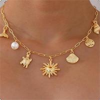 2024 nouveautés Moana thème bohême étoile de mer conque coquille pendentif collier pour femmes été plage bijoux cadeaux