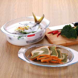 Plat de Cuisson Hxglass Grande Vente Plat à Rôtir en Verre Ovale Rond pour <span class=keywords><strong>Poisson</strong></span> 1,6L 3,5L Plat de Cuisson en Verre Trempé <span class=keywords><strong>Cocotte</strong></span> avec Couvercle - Product Image 4
