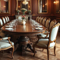Ensemble table et chaises de banquet classique européen, table à manger en noyer foncé, grandes tables à manger pour 12 personnes, sensation haut de gamme