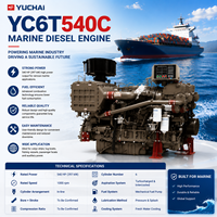 Moteur diesel Yuchai série YC6T YC6T540C, 4 cylindres en ligne, turbocompressé, refroidi par intercooler, pompe à carburant mécanique, 1800 tr/min, puissance marine