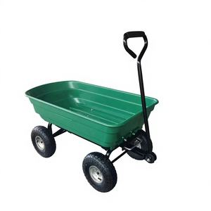 Chariot de jardin polyvalent robuste à quatre roues chariot à benne basculante chariot à brouette utilitaire traction en plastique multifonctionnelle - Product Image 1