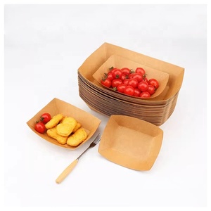 Barquette jetable écologique en papier kraft, forme bateau, carrée ou rectangulaire, pour frites, hot-dogs, snacks et biscuits, 10oz, 13oz, 23oz - Product Image 5