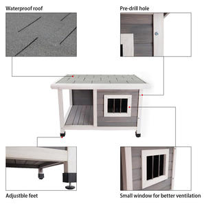 บ้านสุนัขกลางแจ้งหรูหราพร้อมหลังคายางมะตอยที่ทันสมัยและคอกไม้พิมพ์กรงสัตว์เลี้ยงสำหรับแมวและเพื่อนขนยาว - Product Image 5