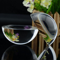 Yilan Gift Box Sandblasted Laser Engraved K9 Optical Crystal Dome Half Ball Paperweight Desktop Magnifier