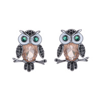 Boucles d'oreilles clous hibou en zircon au design original pour femme, style animal, mini, mignonnes, bijoux